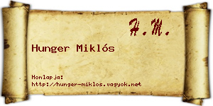 Hunger Miklós névjegykártya
